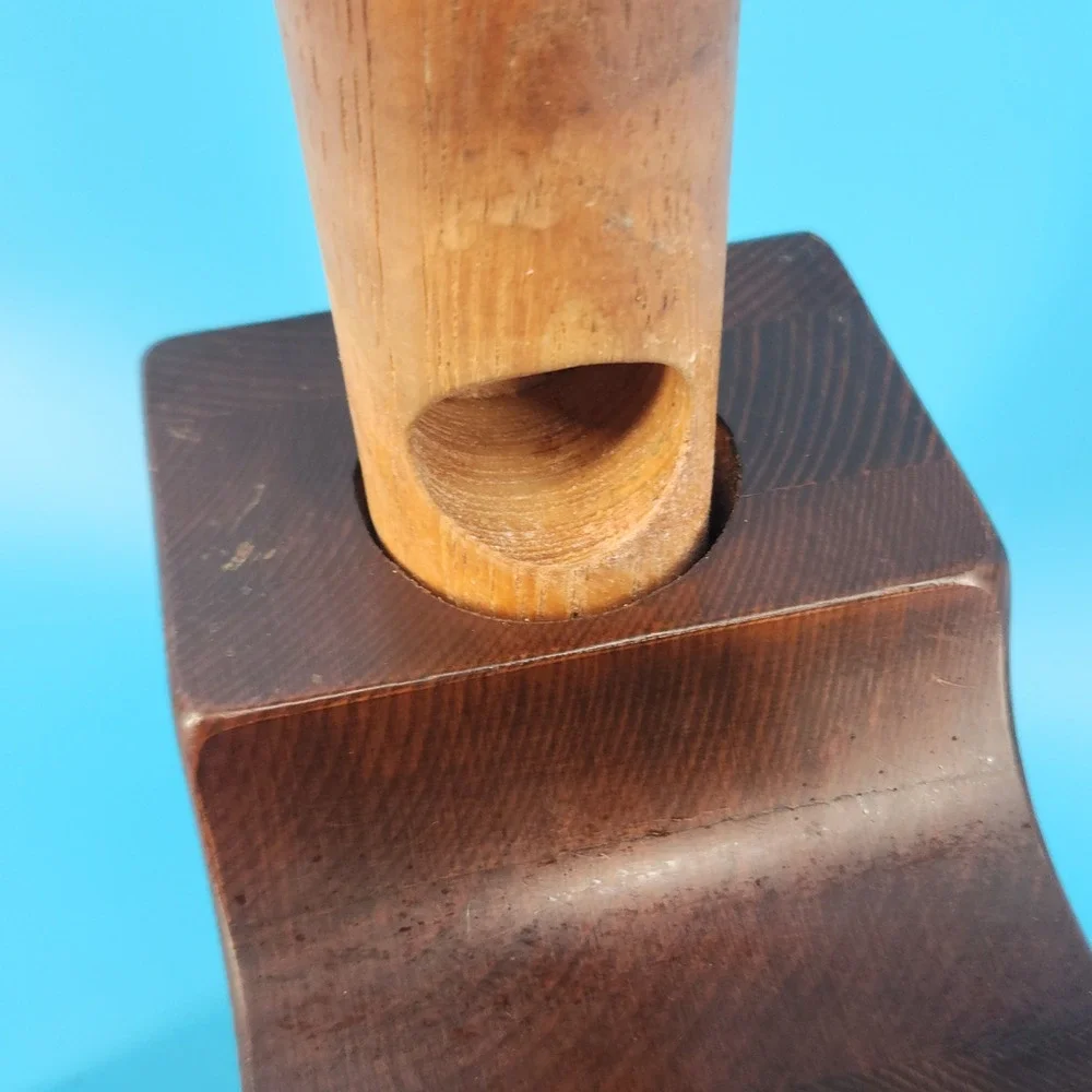 Vintage Wooden Candy Nut Peanut Dispenser Glass Jar Pull Handle Rustic Handmade